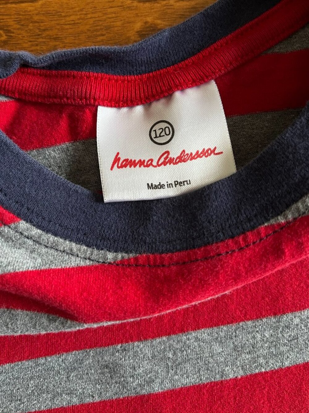 Hanna Andersson red stripe shirt 120 - Picture 2 of 7